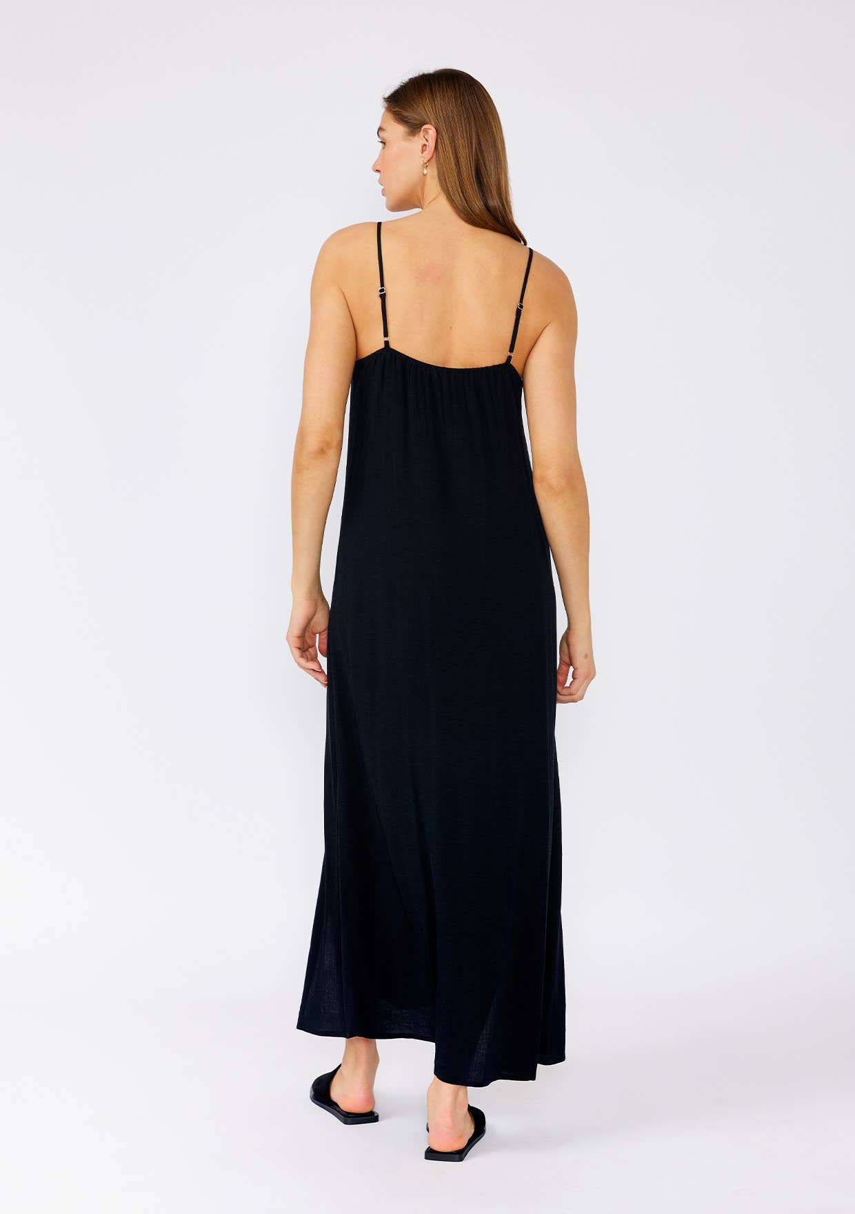 Lovestitch - Battenburg Lace Trim Spaghetti Strap Maxi Dress
