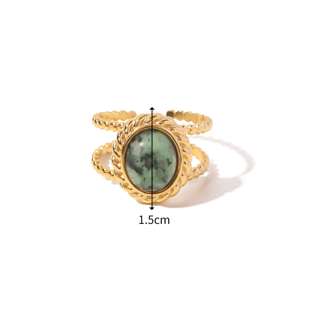 Mio Queena - 18K Gold-plated Stainless Steel Inlaid Stone Rings - FGS/CS