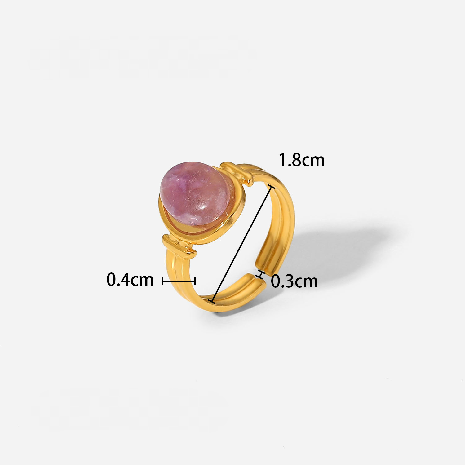 Mio Queena - 18K Gold-plated Stainless Steel Inlaid Stone Rings - FGS/CS