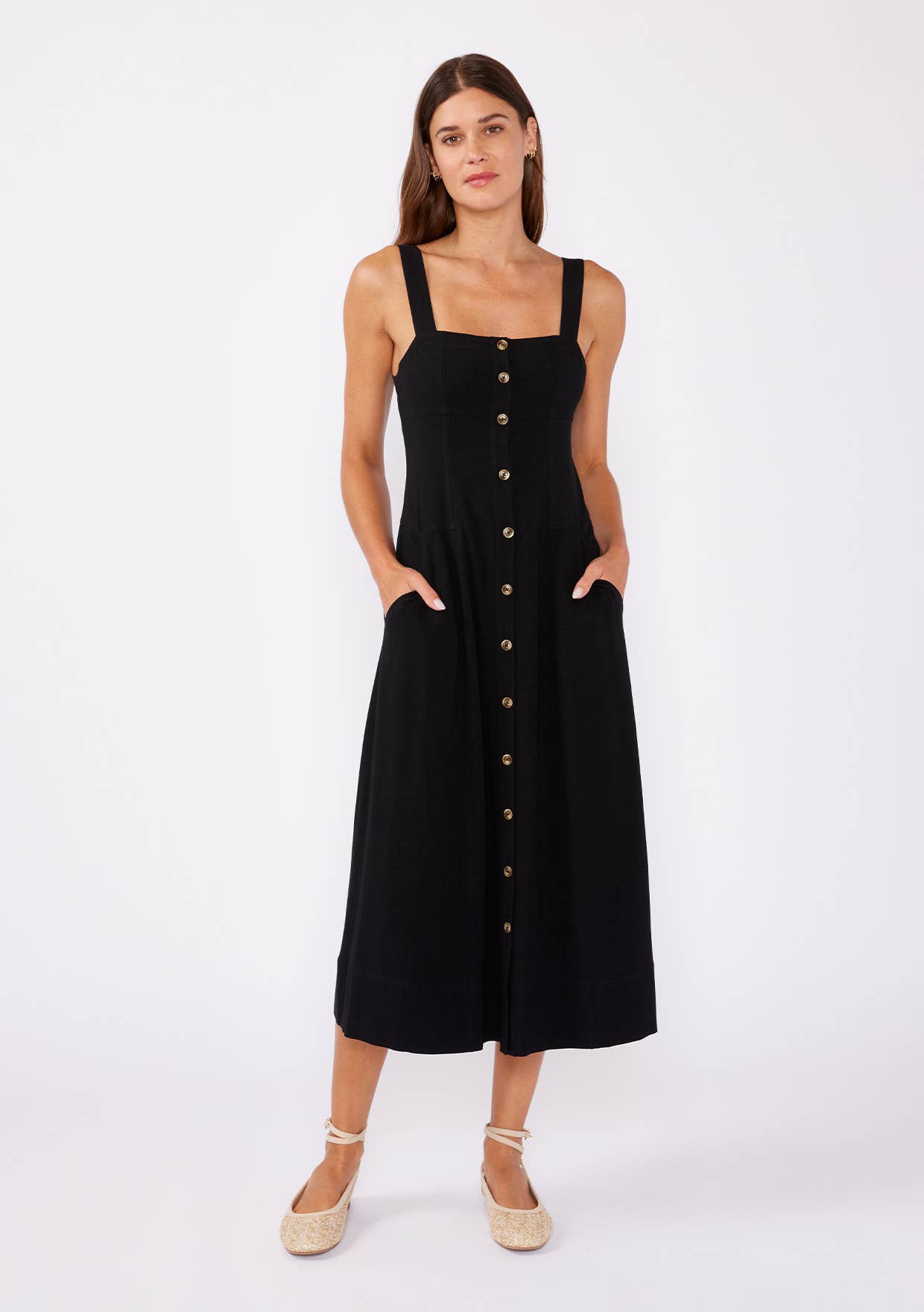 Lovestitch - Square Neck Corset Midi Dress