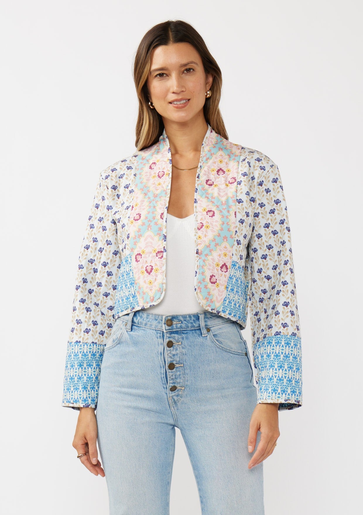 Floral Print Reversible Quilted Jacket