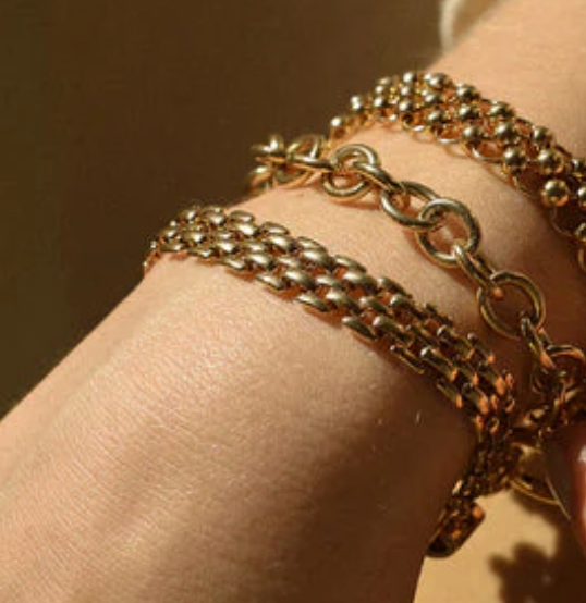 HoopLa - Estate Panther Chain Link Bracelet 14K Gold