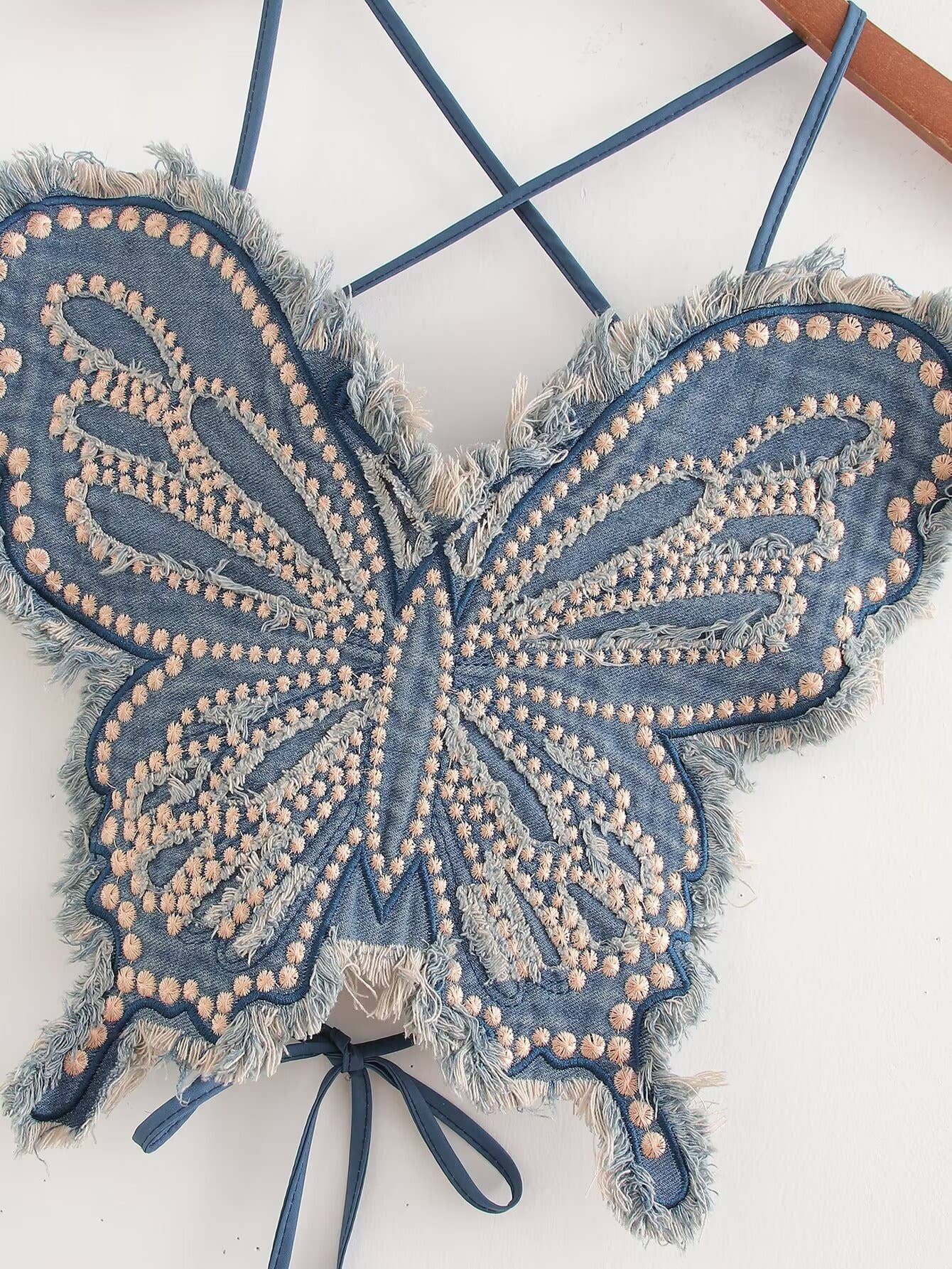 Butterfly Print Slim Fit Camisole with Rivet Accents