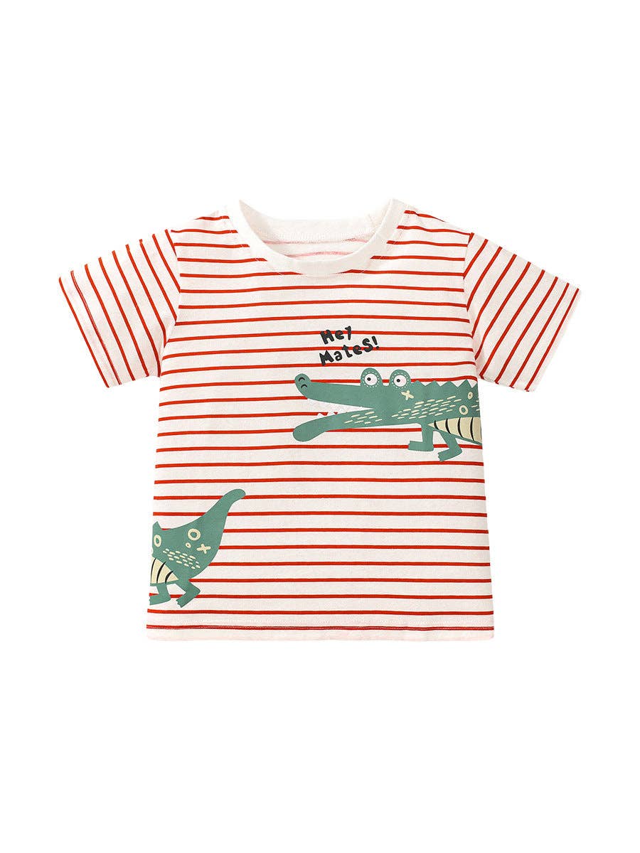 Alligator Cartoon Printing Unisex Kids Striped