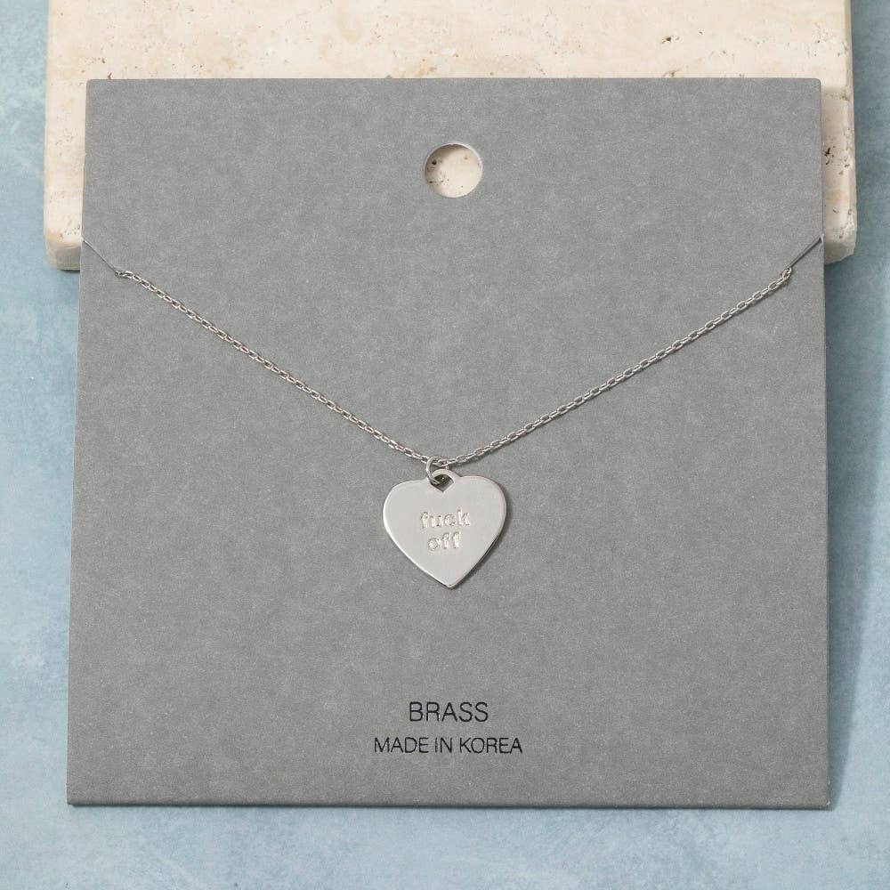 Fame Accessories - Fuck Off Heart Pendant Necklace