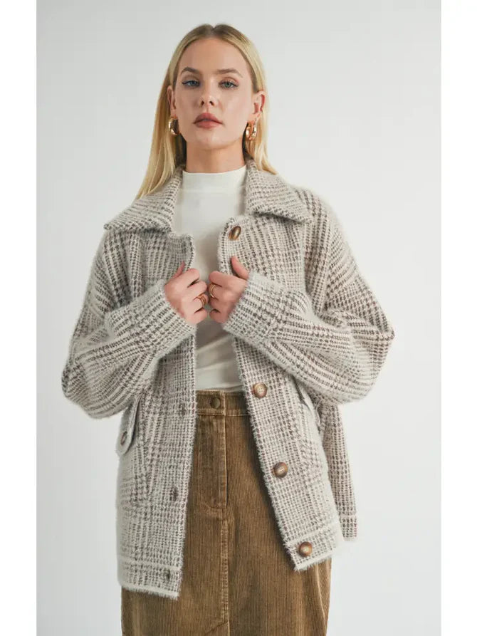 LOLA PLAID SWEATER JACKET