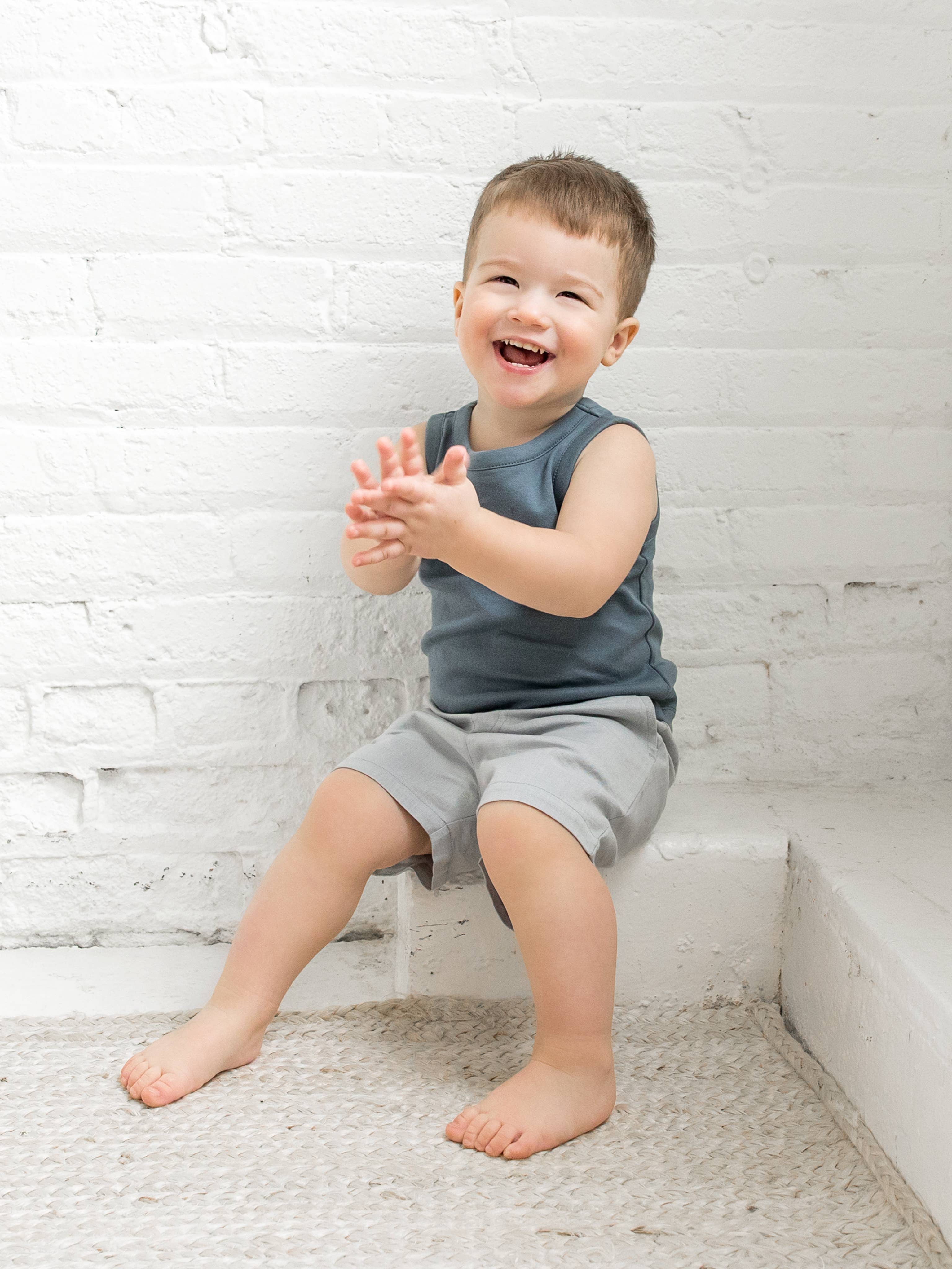 Colored Organics - Baby and Kids Gavin Linen Shorts - Mist