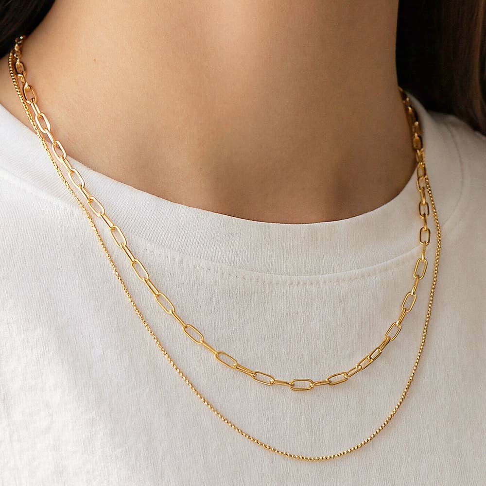 Fame Accessories - Double Layered Chain Necklace