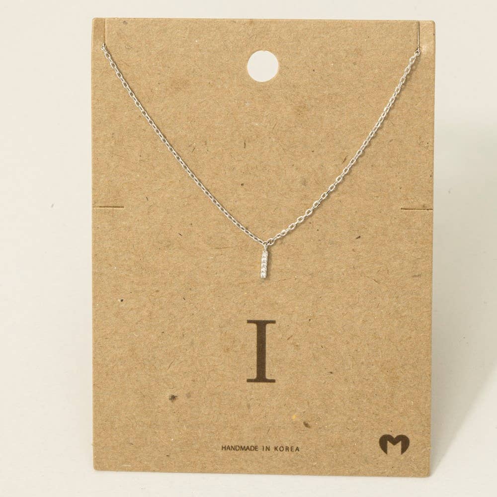 Fame Accessories - Mini Rhinestone Initial Necklace