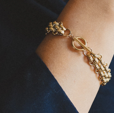 HoopLa - Estate Panther Chain Link Bracelet 14K Gold