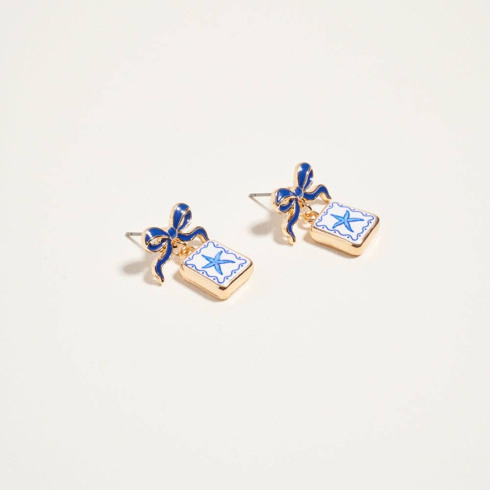 Designature New York - Mediterranean Coastal Beach Themed Enamel Earrings