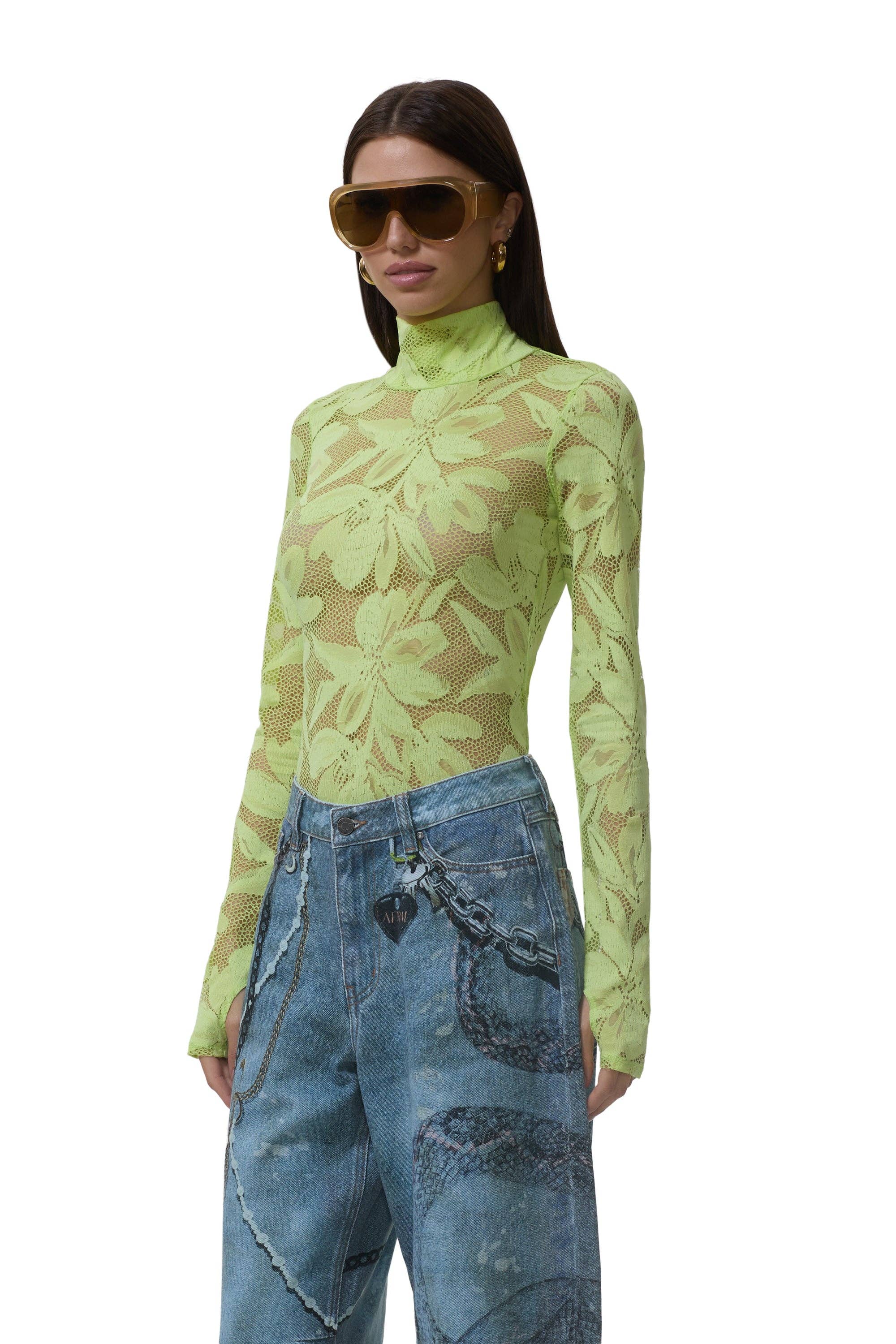 AFRM - Zadie Crochet Lace Top - Lime Essence