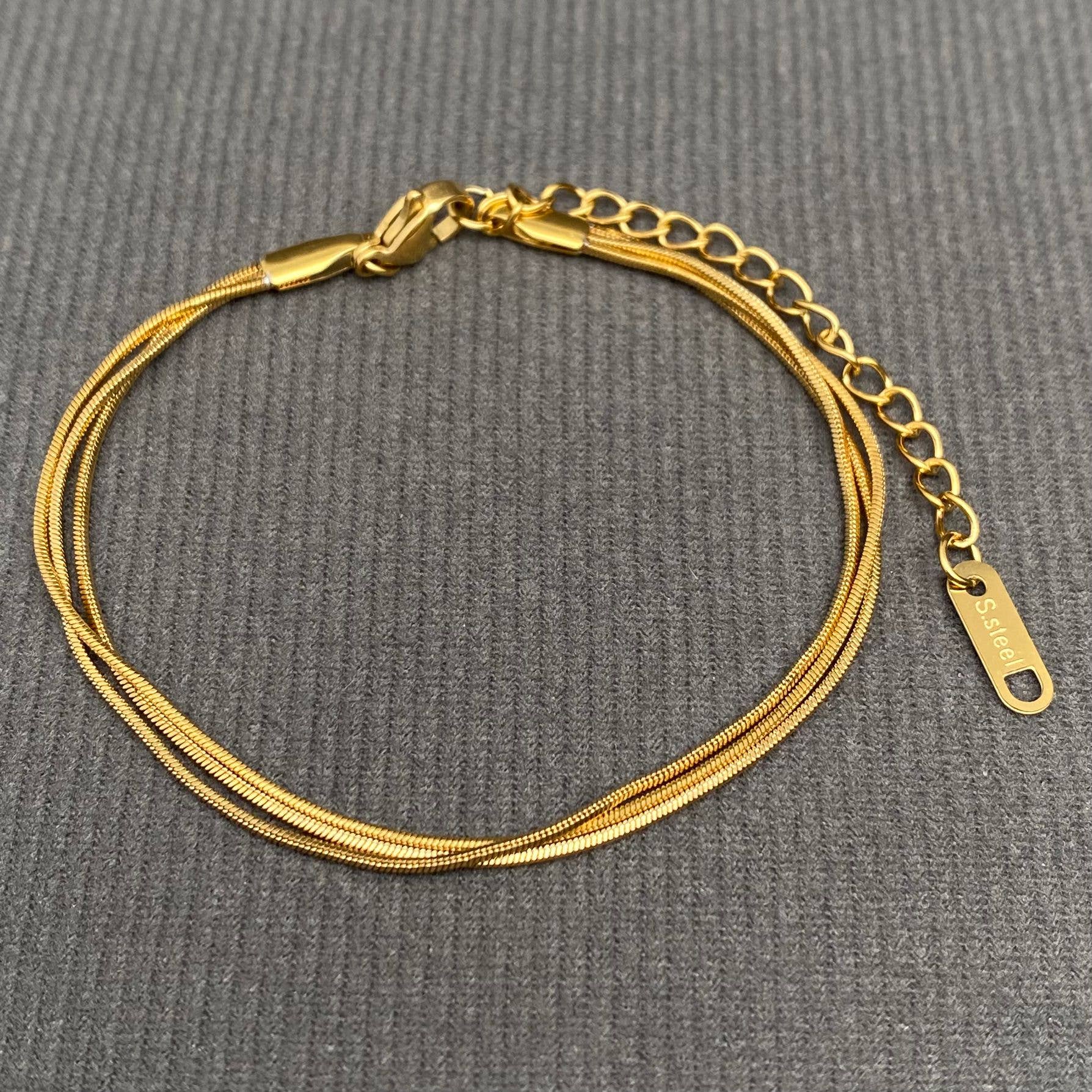 Mio Queena - 3 Chains 18K Gold Plated Stainless Steel Bracelet - FGS