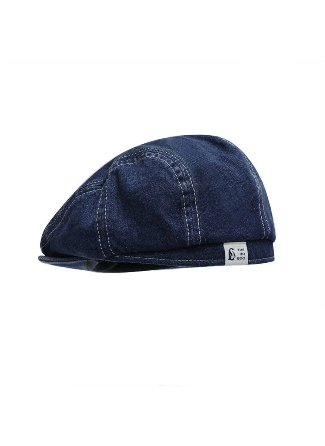 Funkyrel® Atzbranding Limited - Haila – Vintage Washed Denim Tone Round‑Top Beret Hat