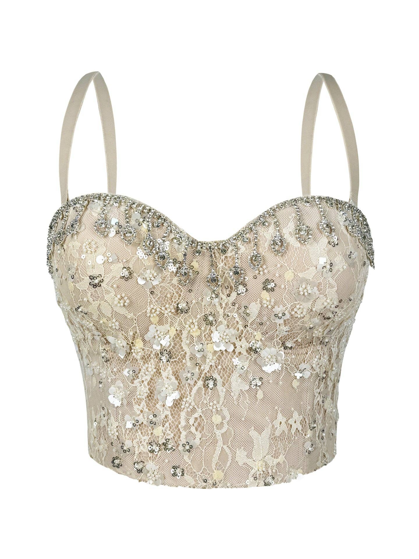 SALINA TRADING INC - Sexy Rhinestone Fringe Bustier Top with Adjustable Straps