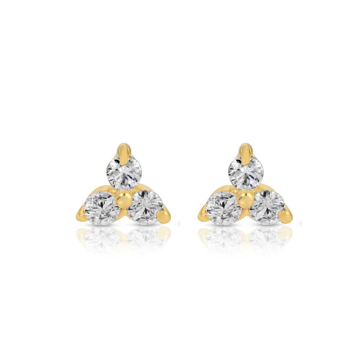 Splendid Iris - Delicate Triple Cluster Stud Earrings on Red Velvet Tag