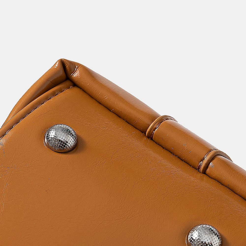 Collections by Fame Accessories - Leather Studded Trim Shoulder Bag