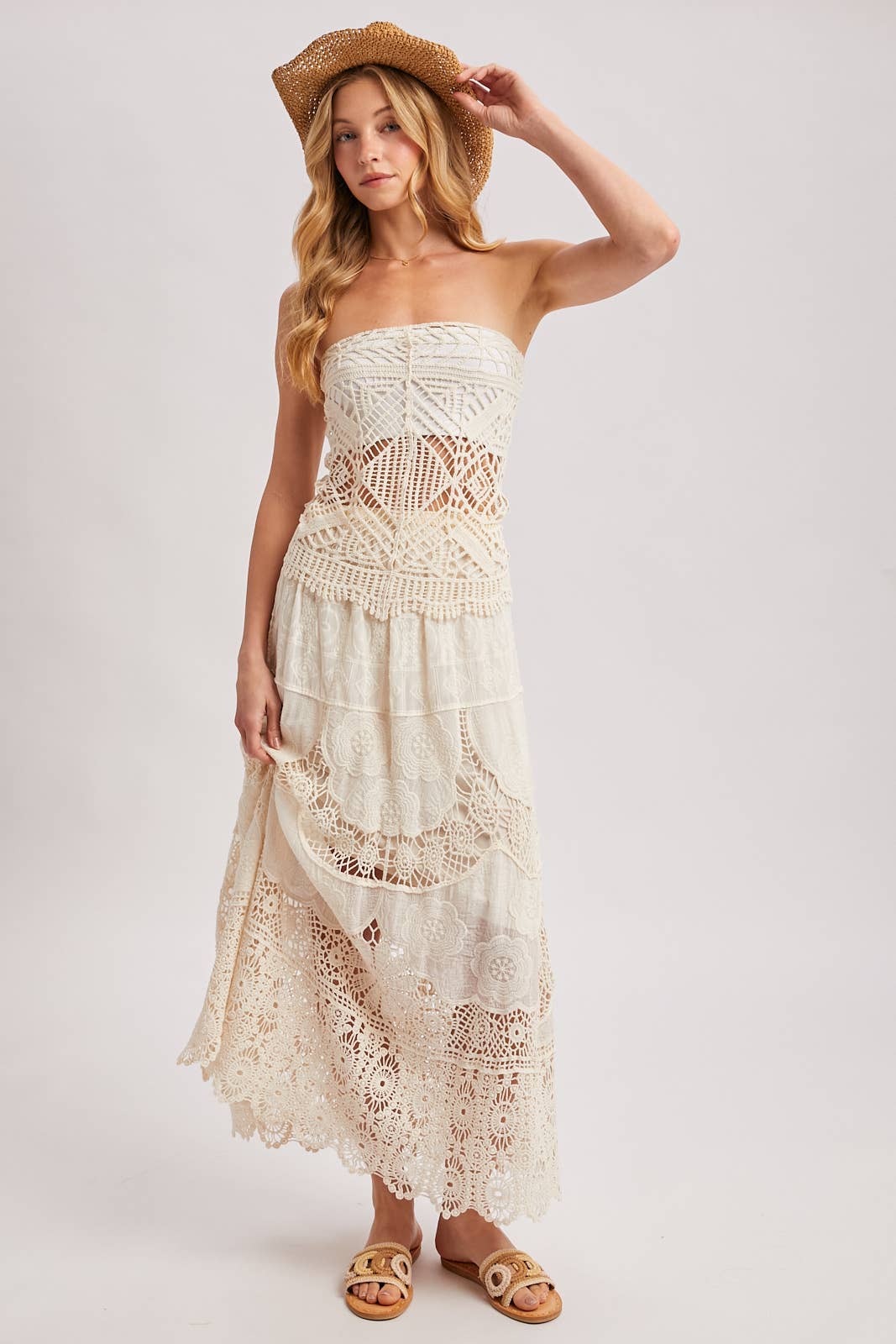 Bluivy - BOHO SHEER LACE MAXI SKIRT WITH LINING
