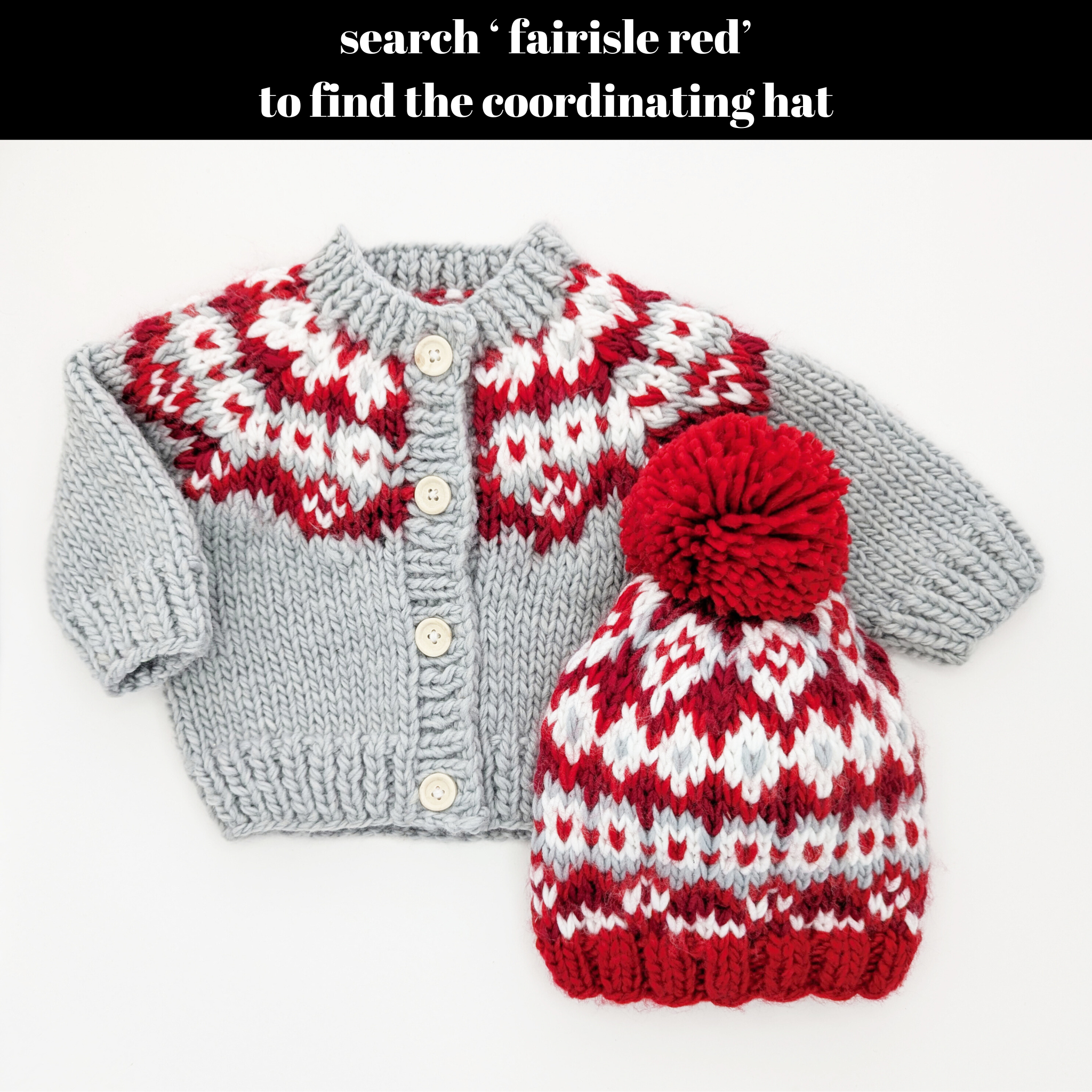 Huggalugs - Fairisle Red Cardigan Sweater for Baby & Toddler