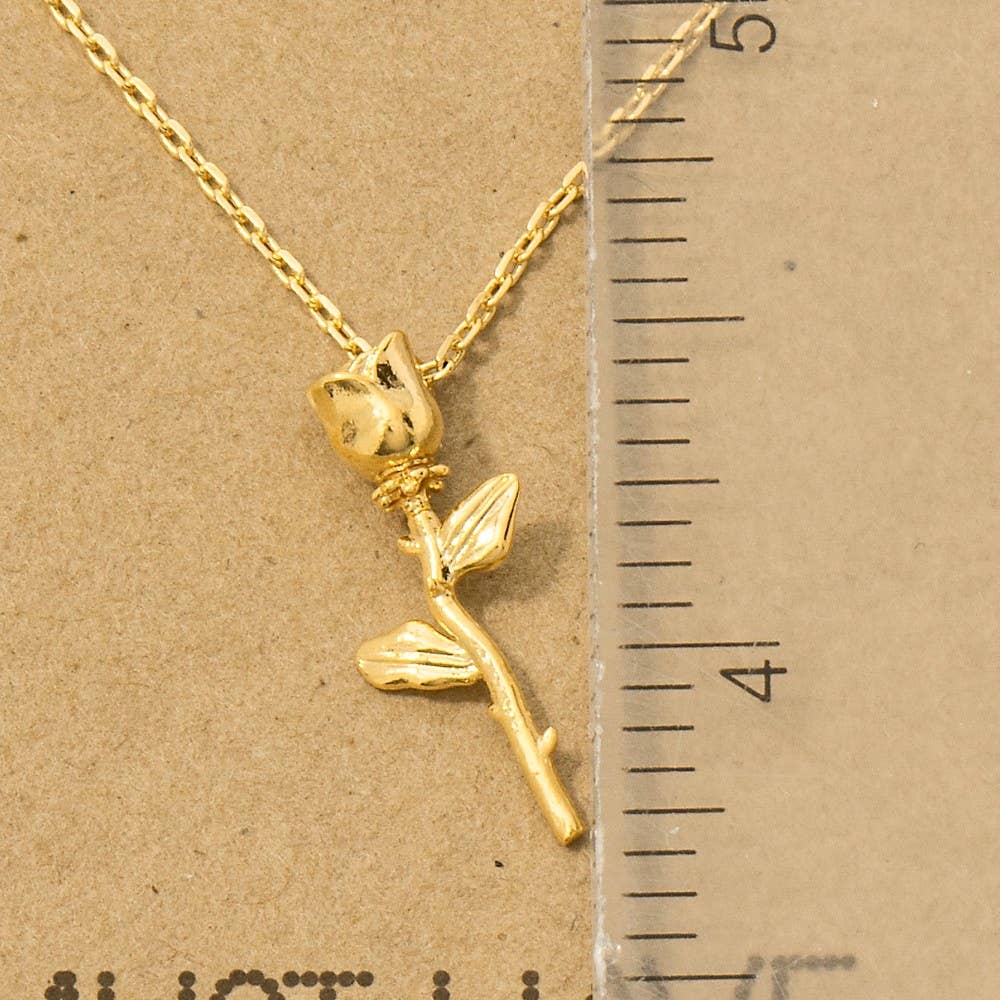 Fame Accessories - Gold Dipped Rose Pendant Necklace