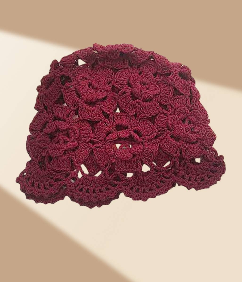 Vintage Hand-Crocheted Floral Dressy Hat