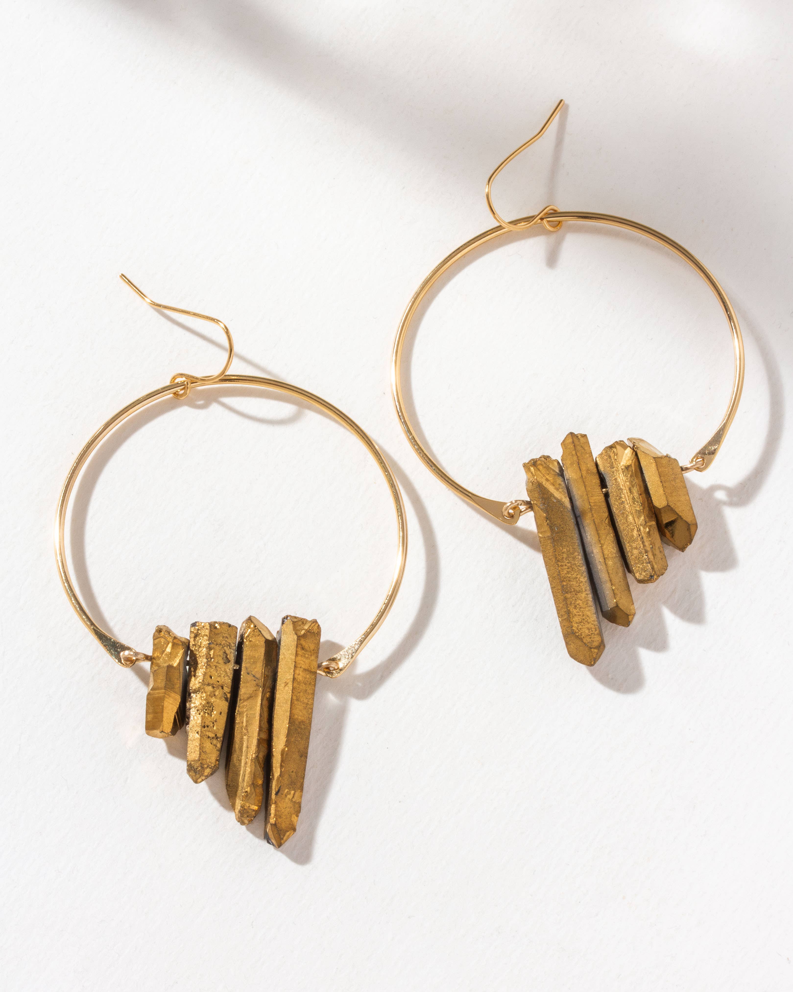 Luna Norte - Super Nova Earrings - Gold Metallic Quartz