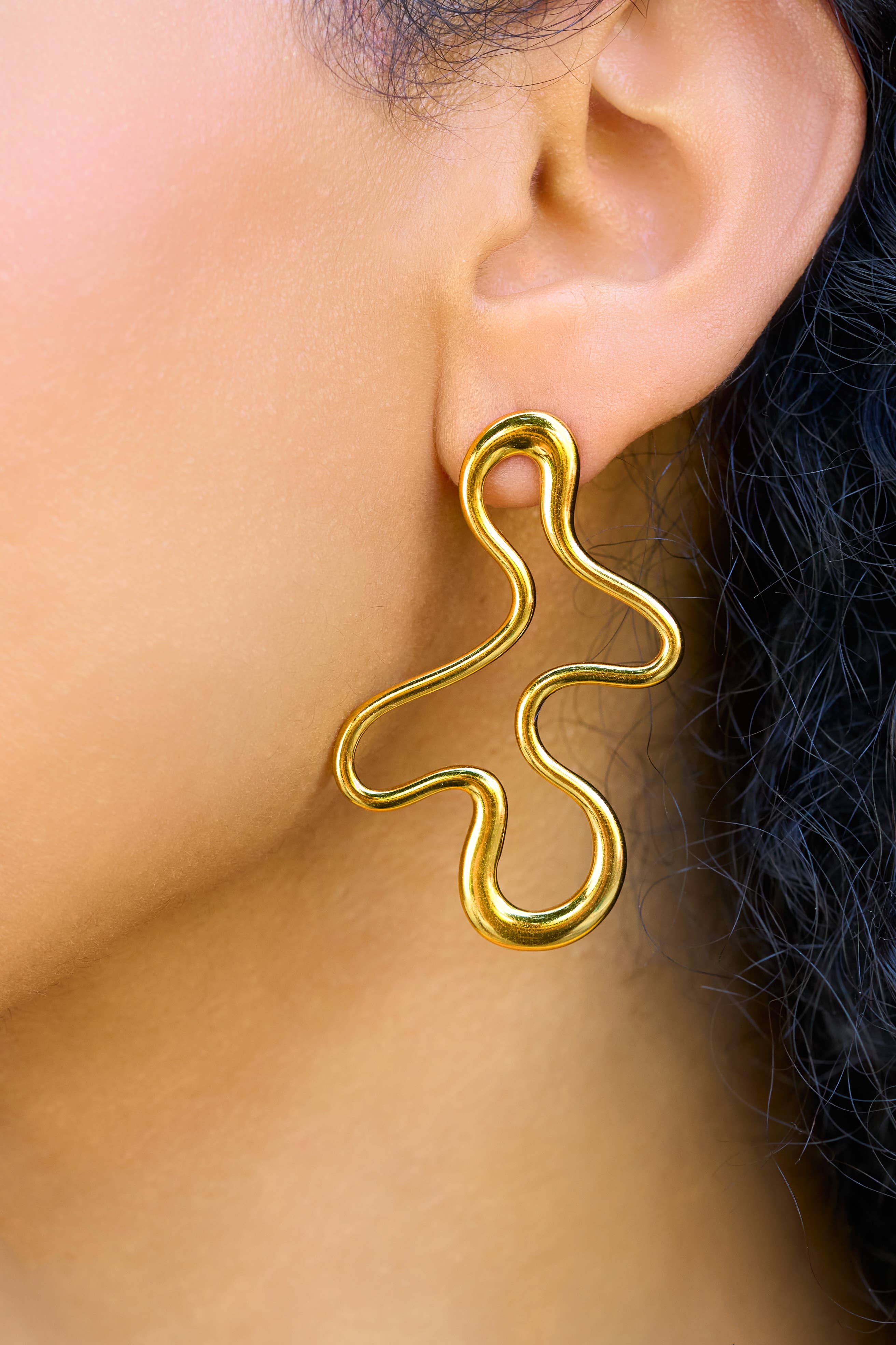 Peter and June - Amoeba Studs - 18K Gold Plated