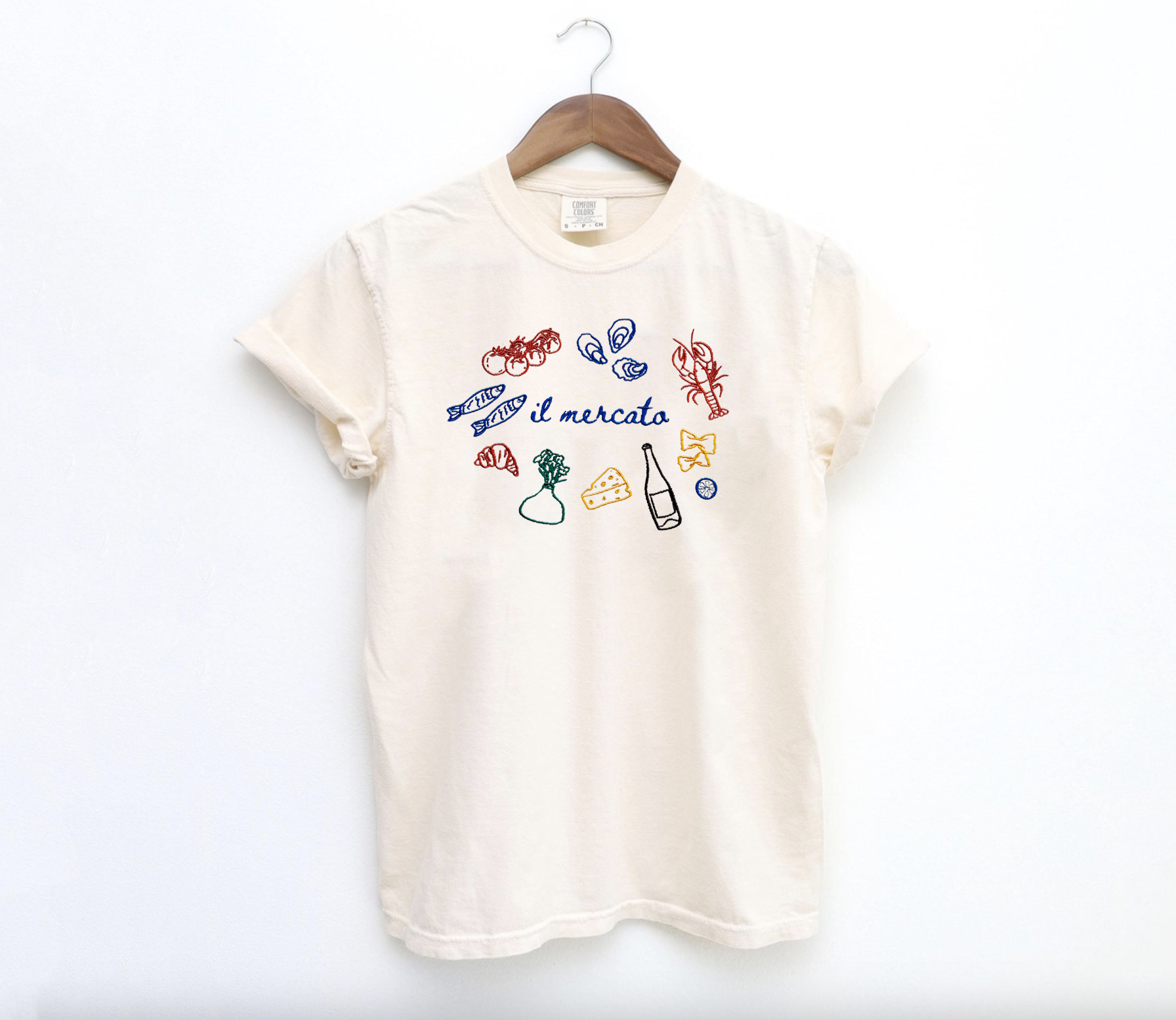 Plantiful Design Co - Embroidered Il Mercato Italian Market Trendy Tshirt