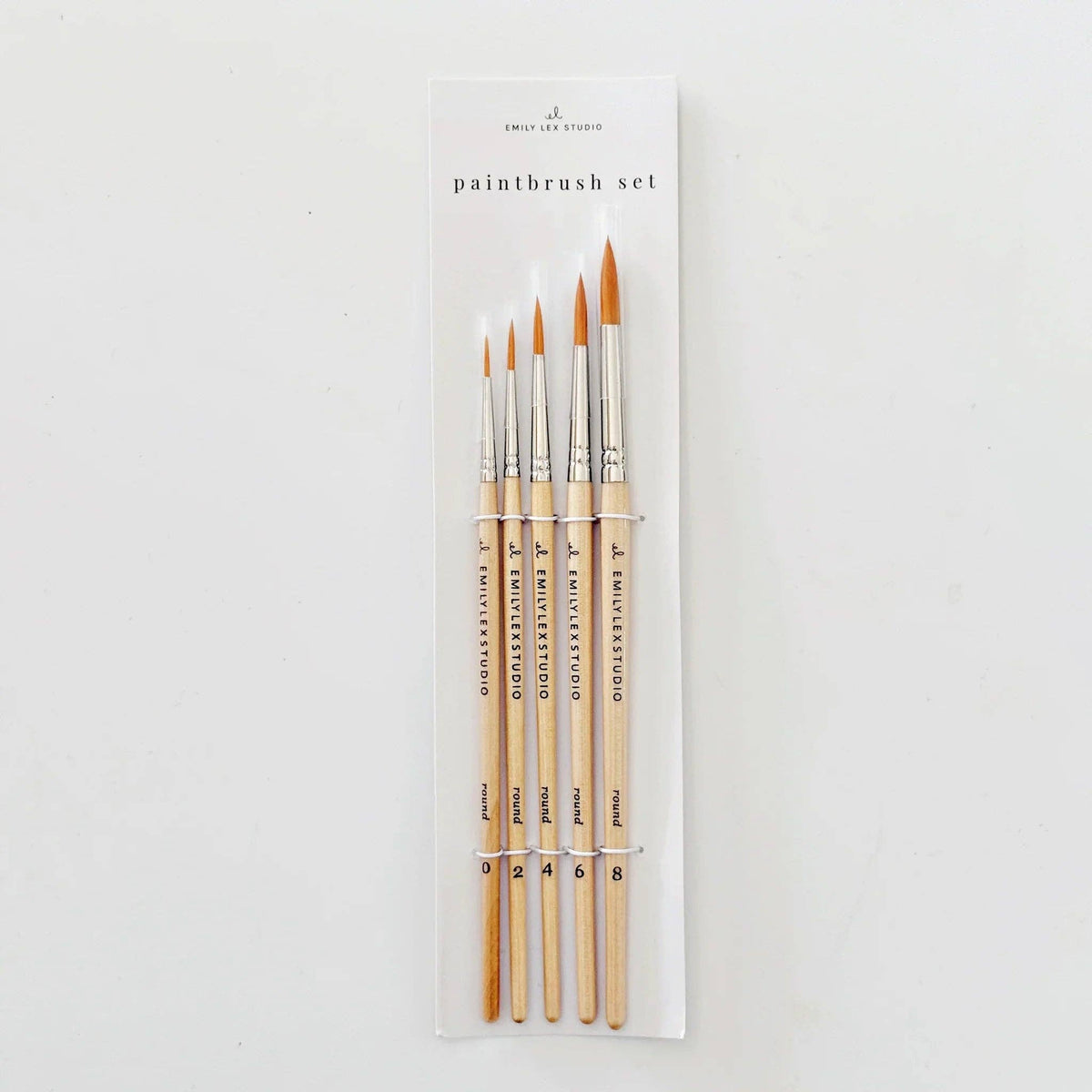 emily lex studio - Watercolor paintbrush set of five wood brushes