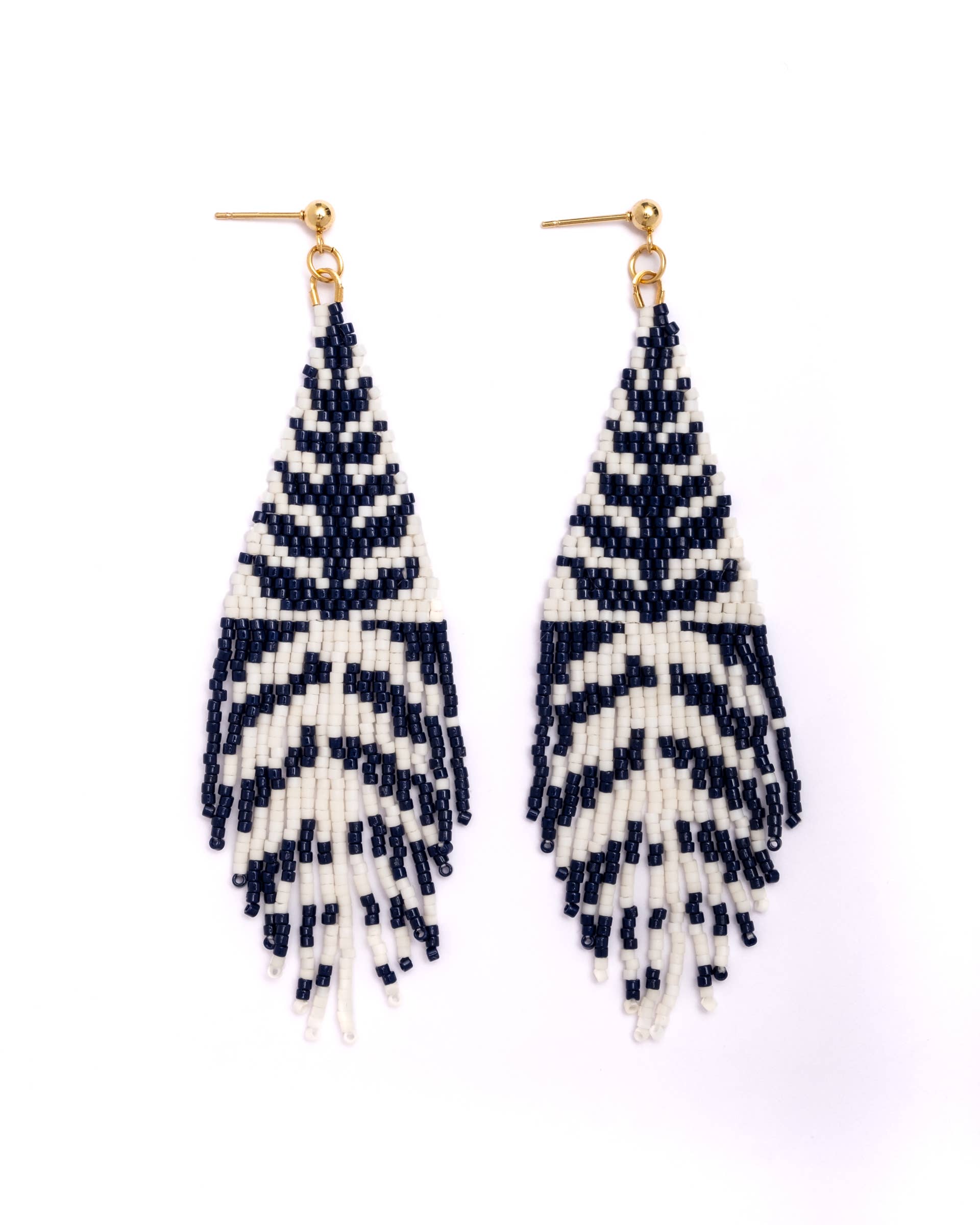 Mayana Designs Co - Beaded Handwoven Vine Fringe Earrings (Pink/Mustard)