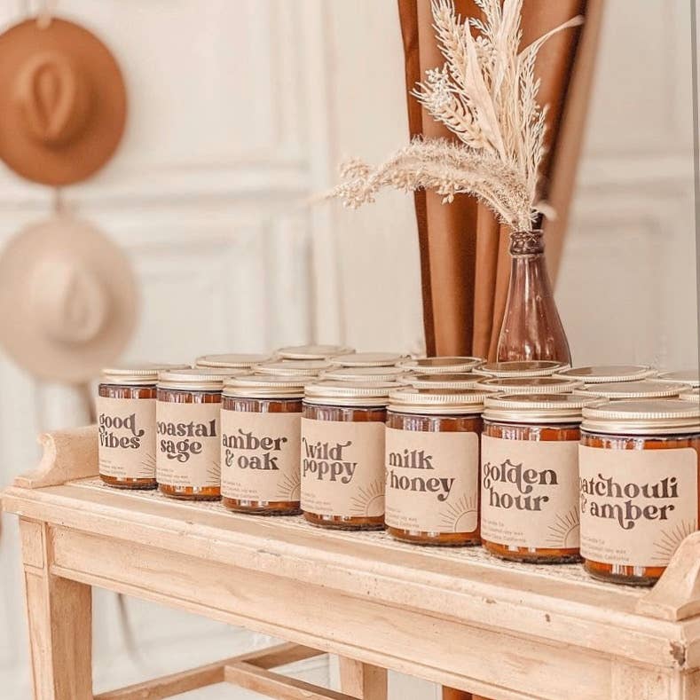 Poppy Rose Candle Co. - Palo Santo - 8 oz amber jar coconut wax