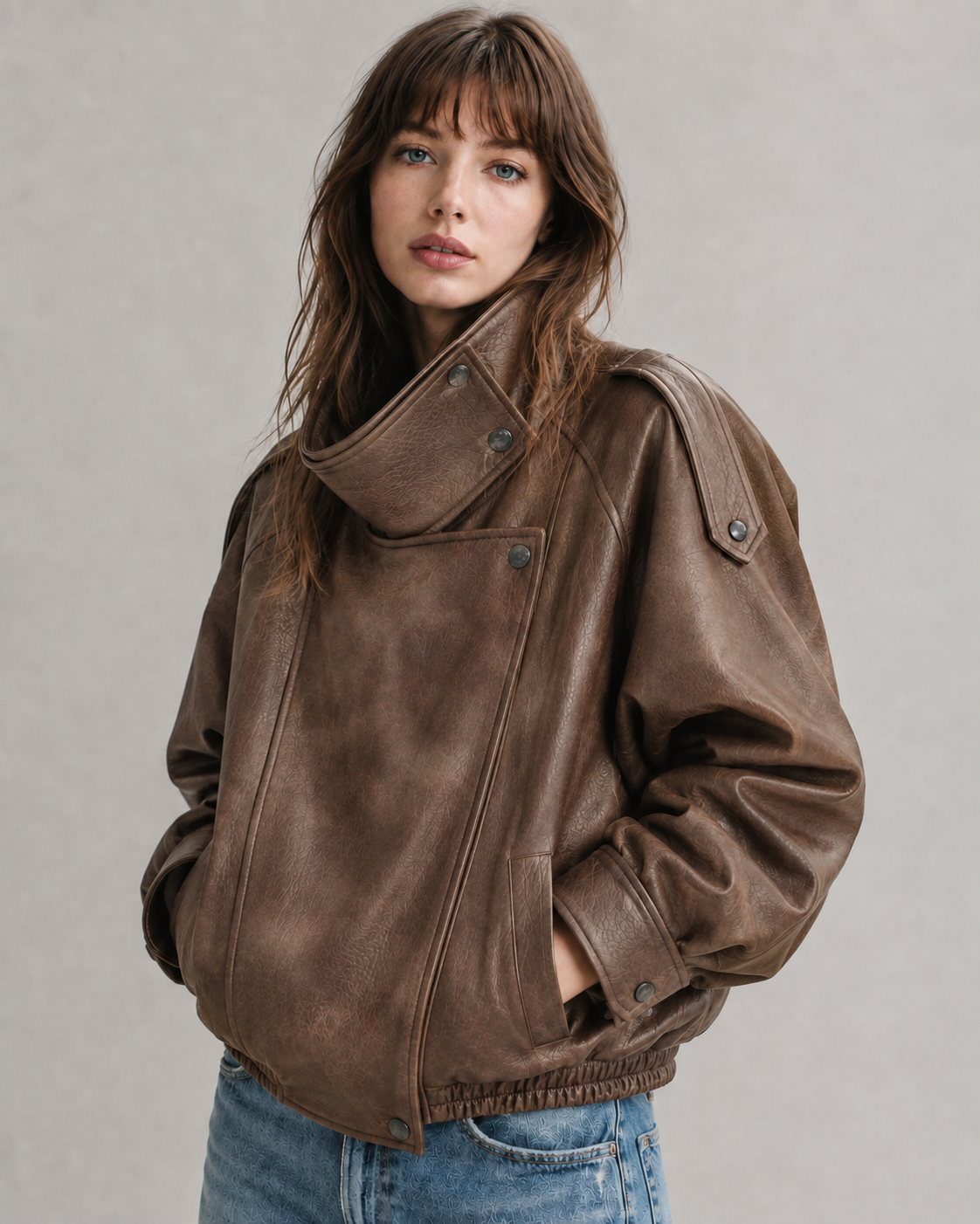 J LINE | LUZINA - OVERSIZED LEATHER BIKER JACKET