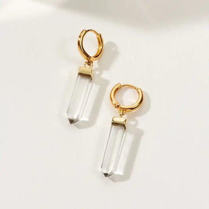Obelisk Hoop Earring - Clear Quartz