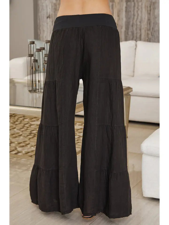 Linen Tiered Palazzo Pant