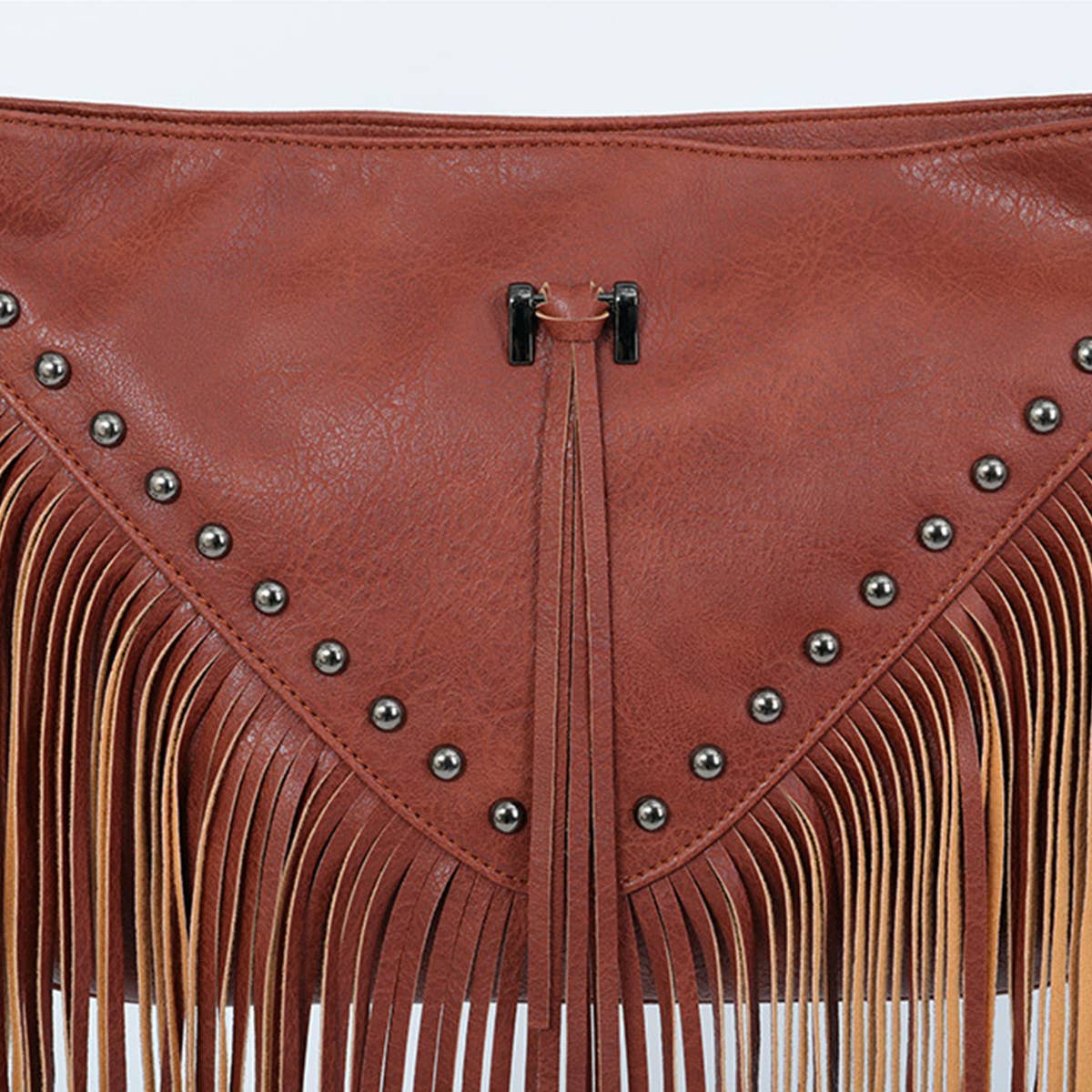 RIVET SOFT PU LEATHER TASSEL SHOULDER BAG
