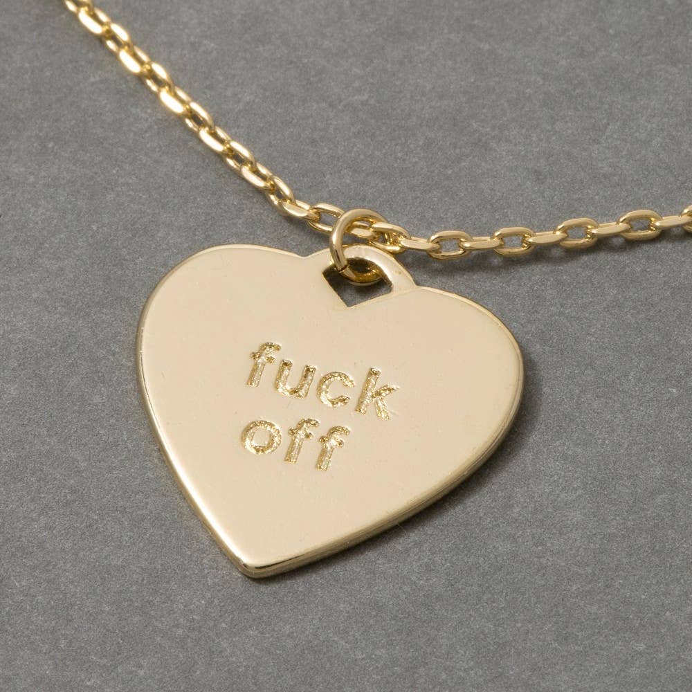 Fame Accessories - Fuck Off Heart Pendant Necklace