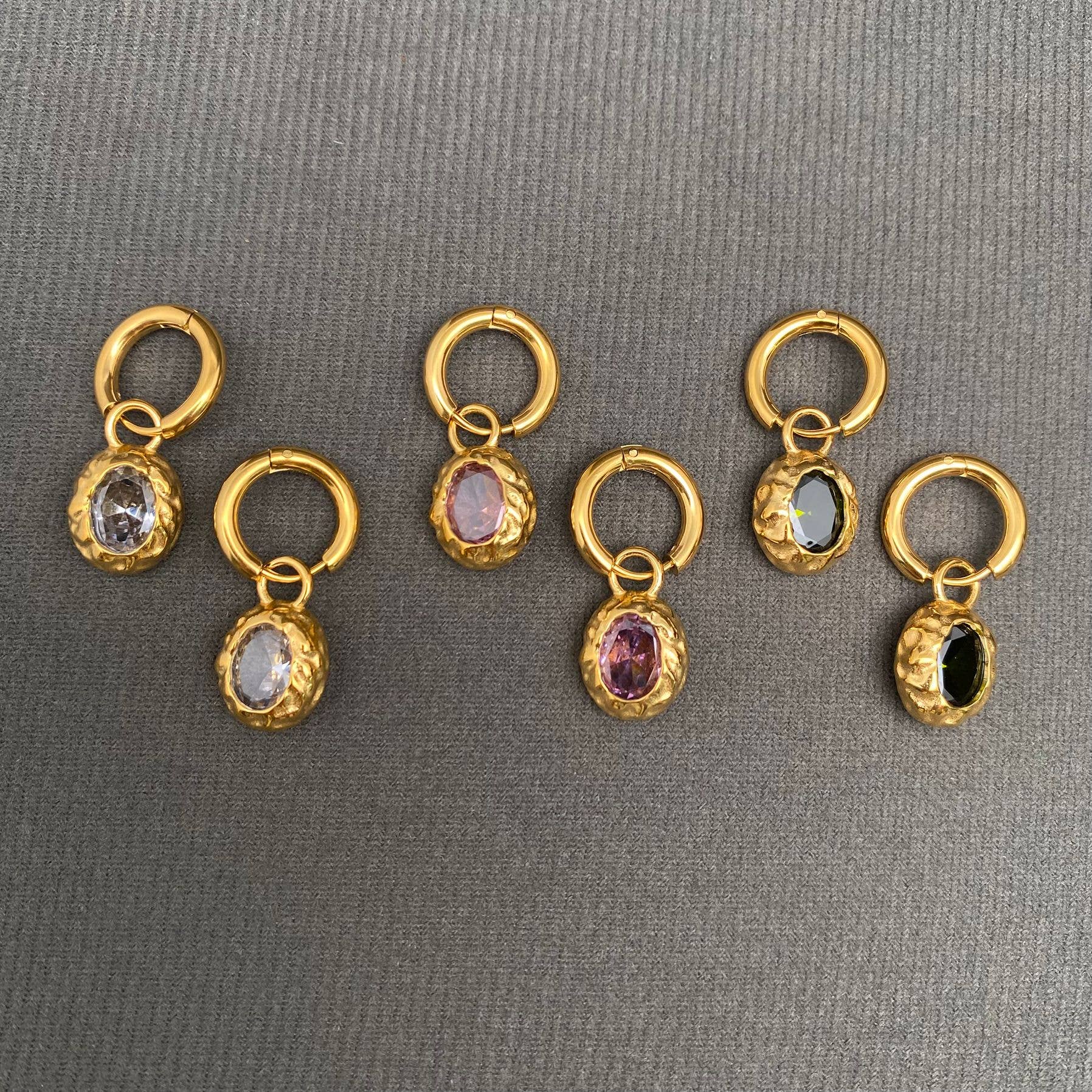 Mio Queena - Zircon Inlaid 18K Gold Plated S.Steel Huggie Earrings - FGS