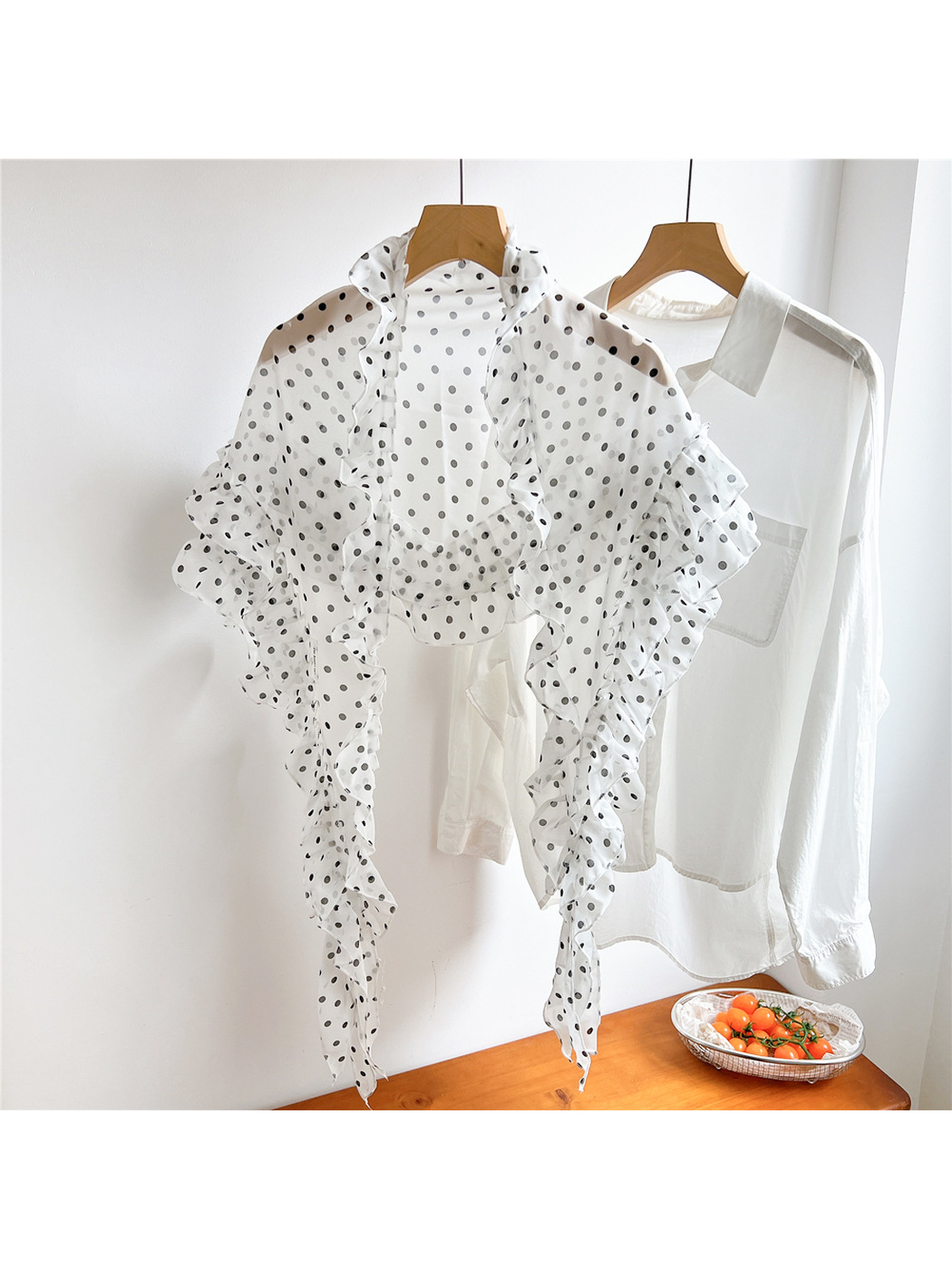 Funkyrel® Atzbranding Limited - Scarvii - Sheer Polka Dot Lace Trim Triangle Scarf