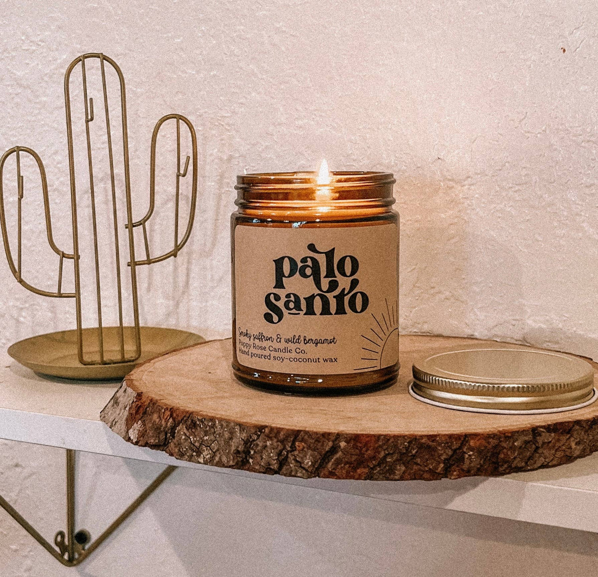 Poppy Rose Candle Co. - Palo Santo - 8 oz amber jar coconut wax