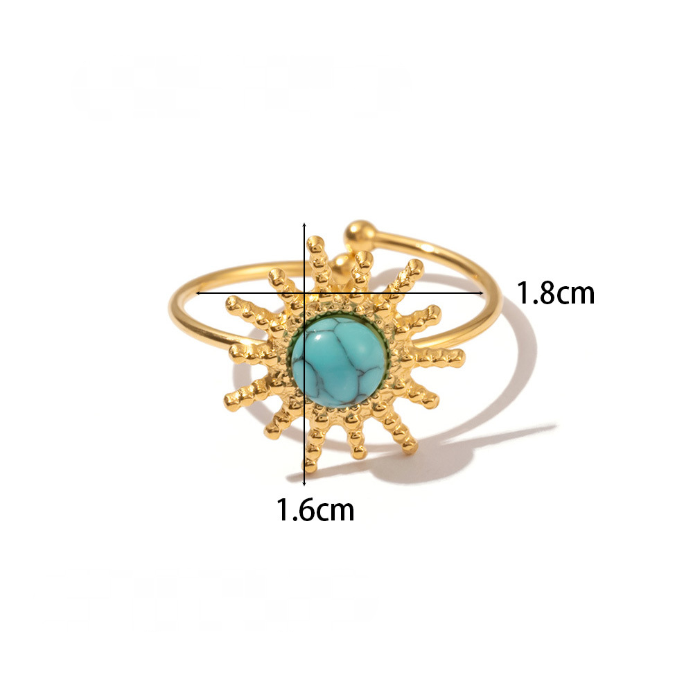 Mio Queena - 18K Gold-plated Stainless Steel Inlaid Stone Rings - FGS/CS