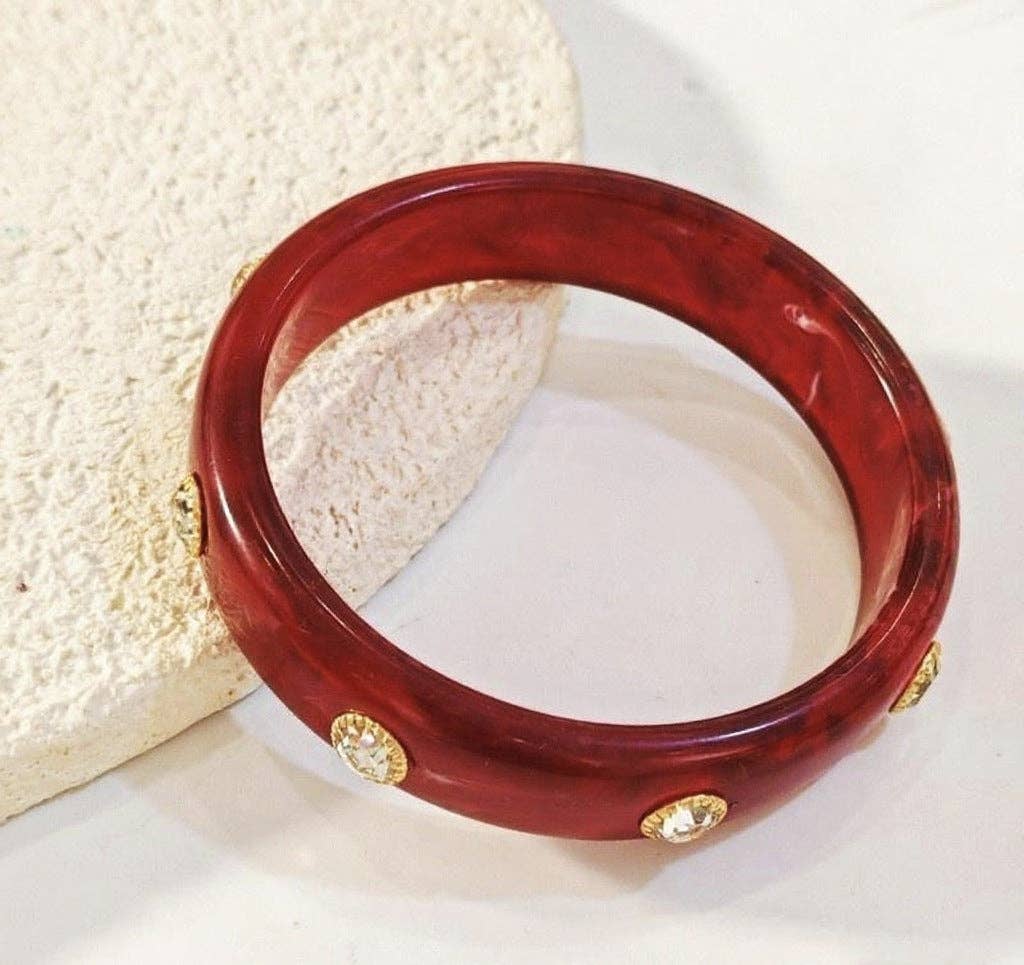 Dipped Shop - Fashion Colorful Rhinestone Acrylic Bangle Bracelet MK2PPPO6W6JBR117