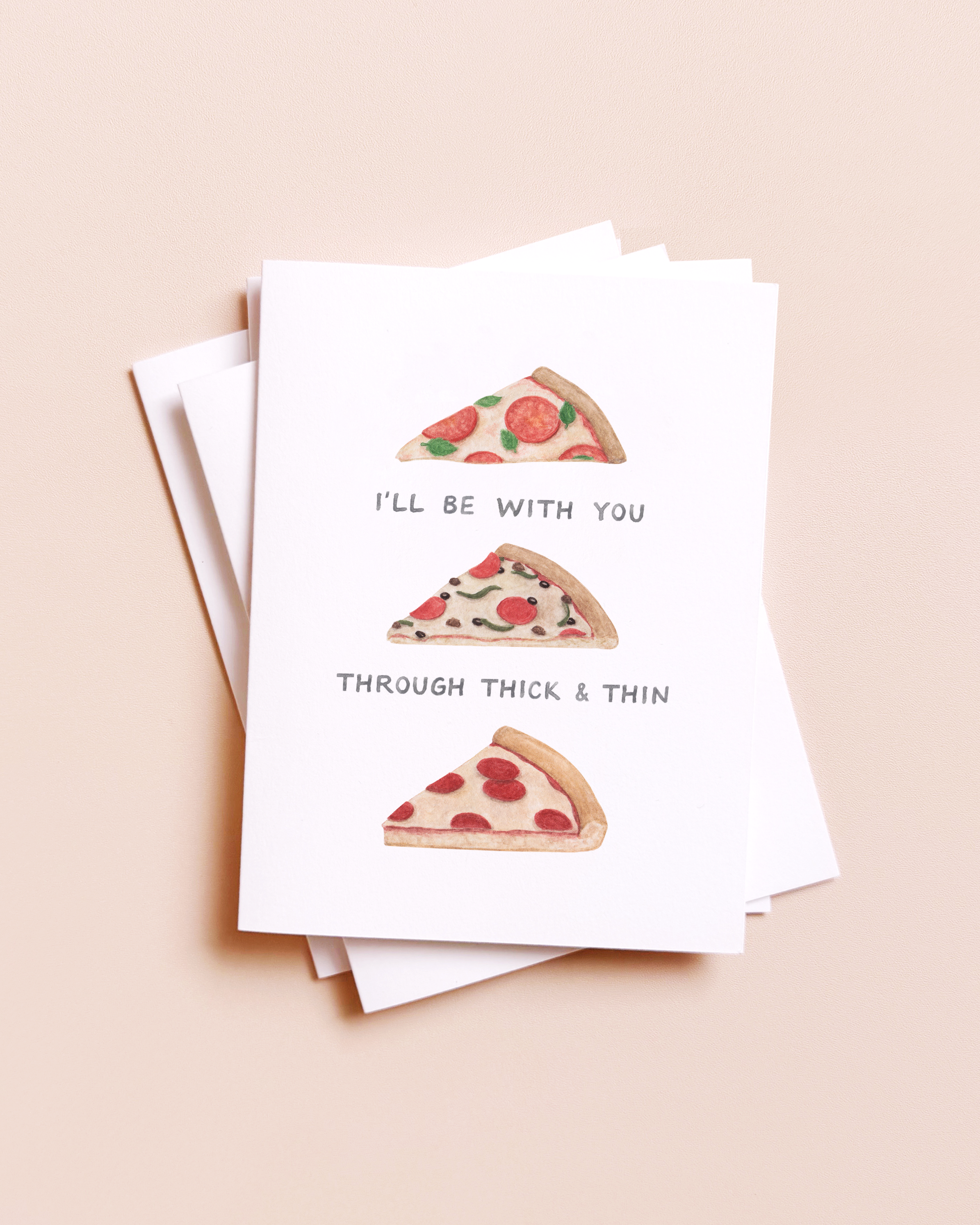 Amy Zhang - Thick And Thin Pizza — Food Pun Friendship Card