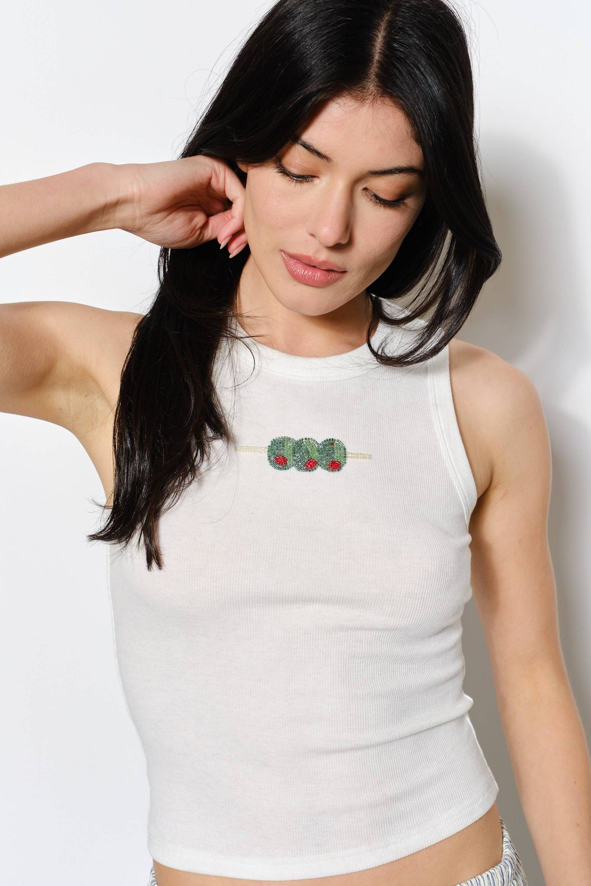 Pretty Garbage - OZZY OLIVE BEAD EMBROIDERY TANK