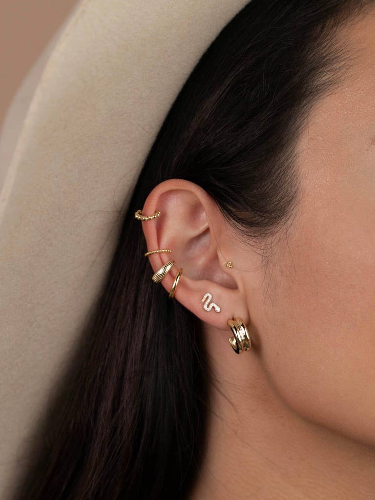 JaxKelly - Pave Stud - Snake - Gold Earrings