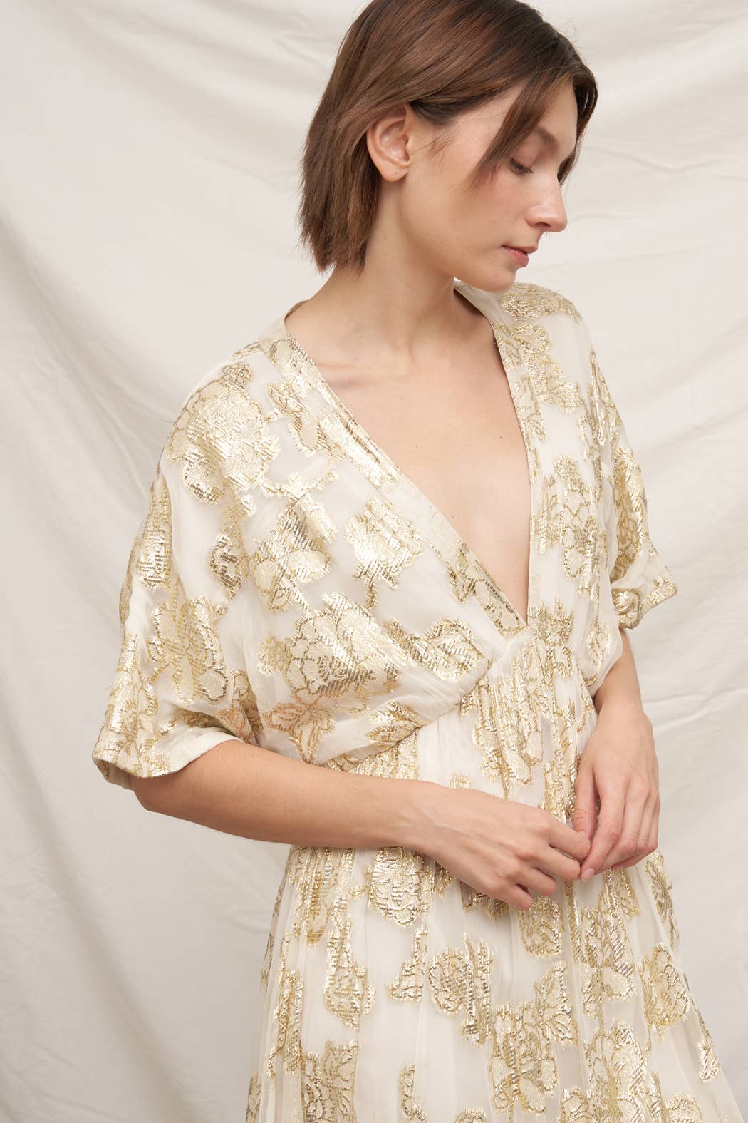 En Crème - V-Neck Kimono Sleeve Maxi Dress
