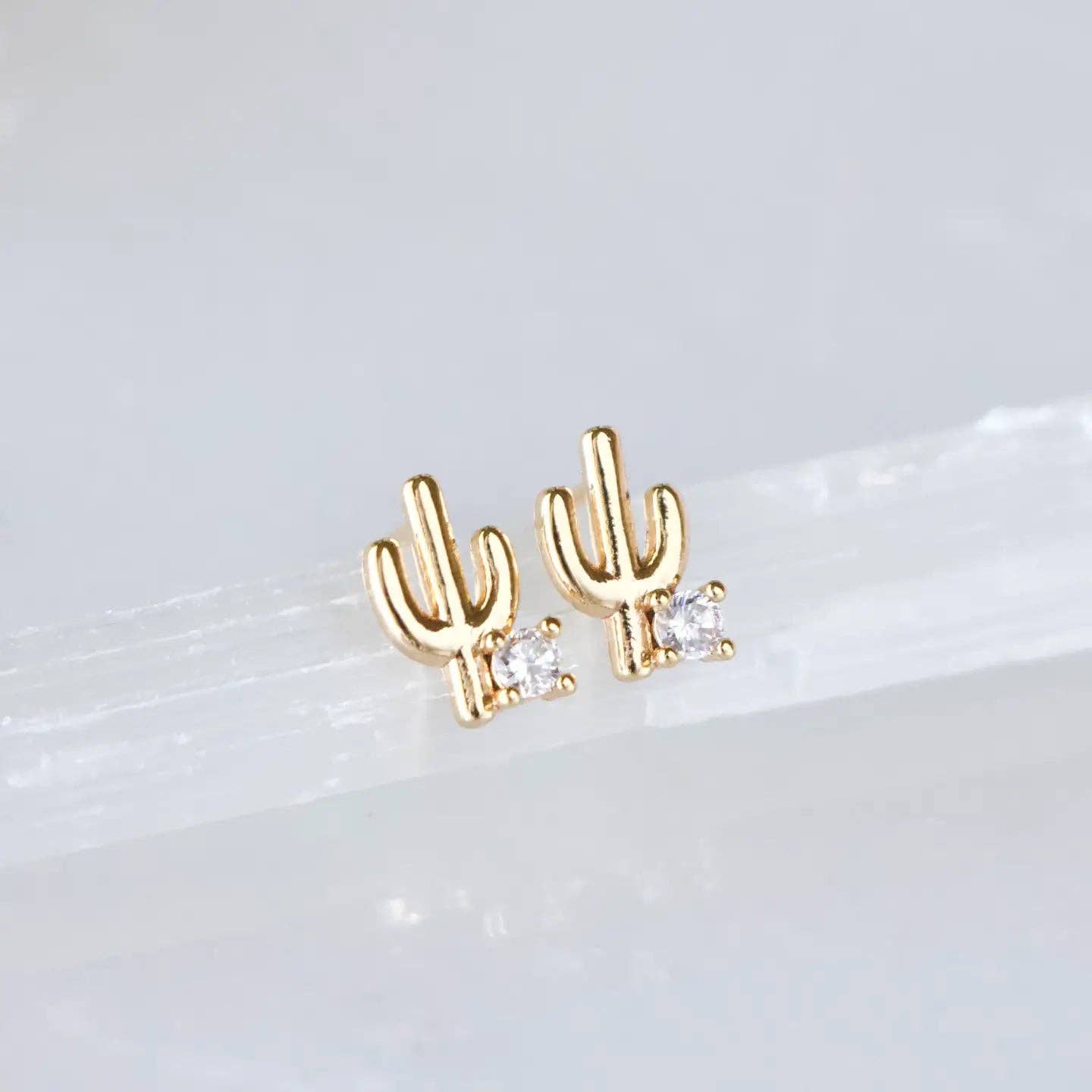Mesa Blue - CZ Cactus Stud Earrings