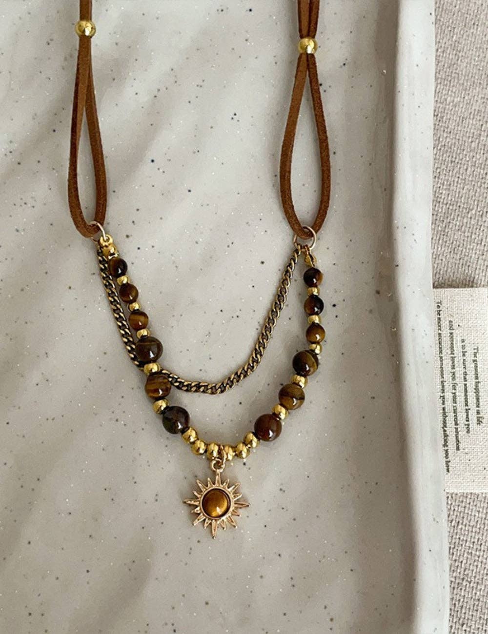 Dipped Shop - Vintage Sunflower Pendant Beaded Chain Necklace MK2ZCEP6W6JNC115