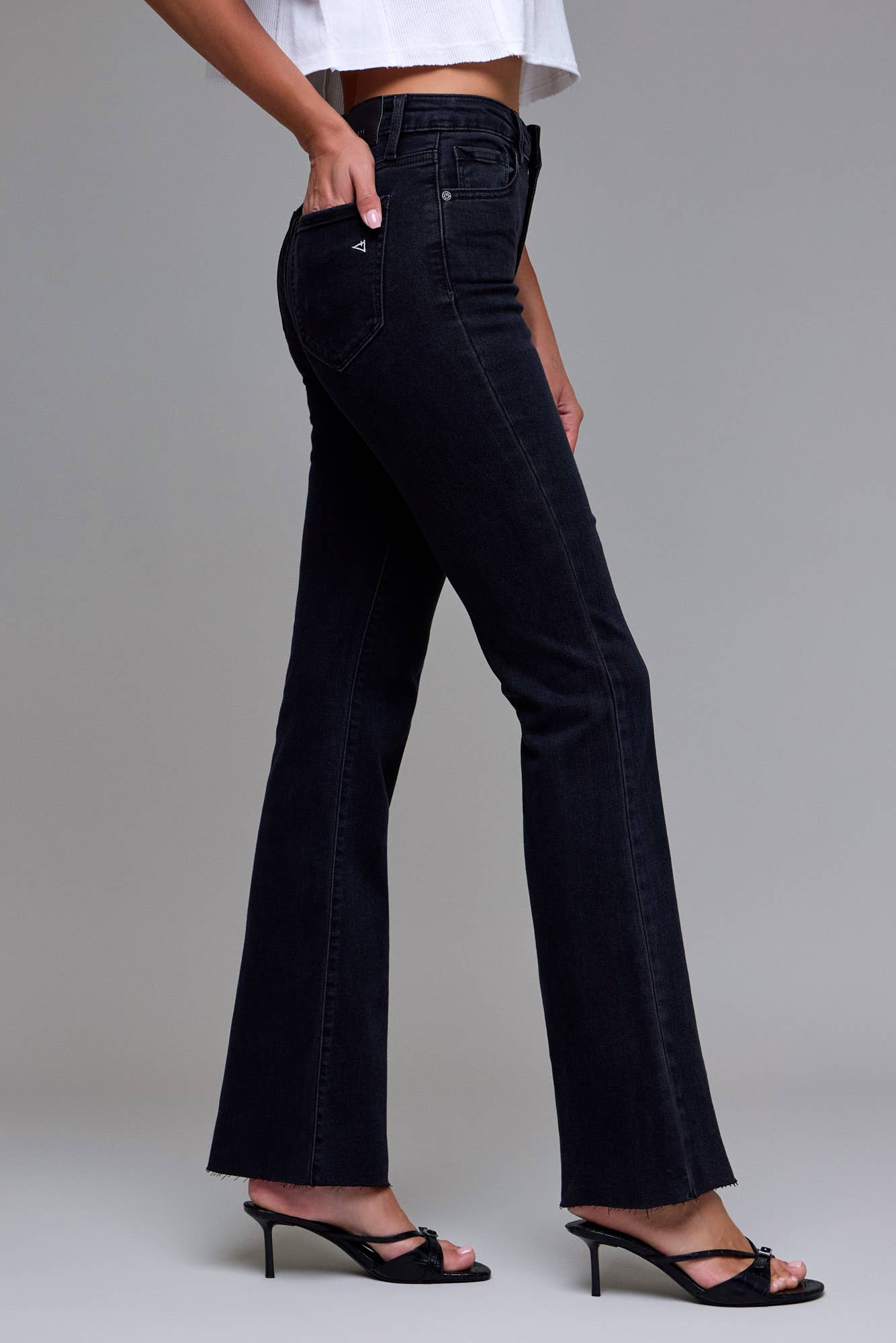 Hidden Jeans - Jet Black 33" Inseam Raw Hem Flare