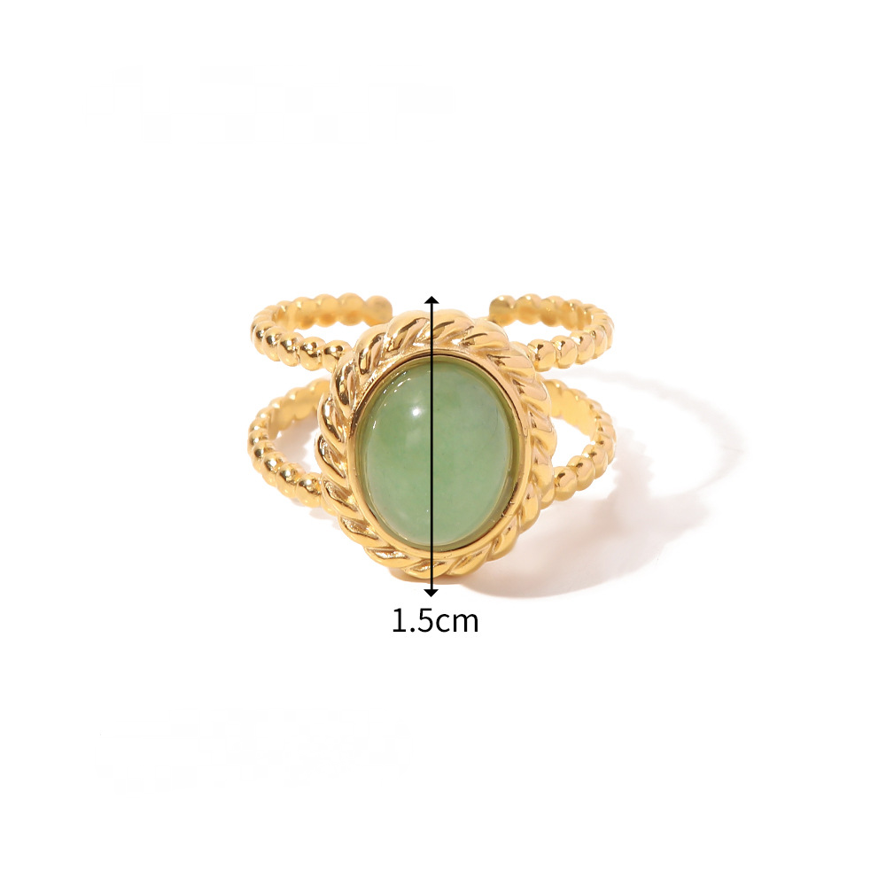 Mio Queena - 18K Gold-plated Stainless Steel Inlaid Stone Rings - FGS/CS