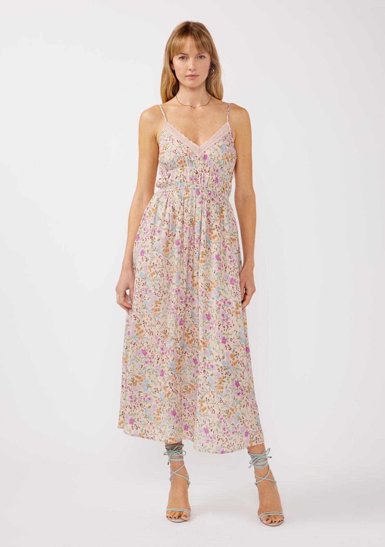 Floral Eyelet V-Neck Dress
